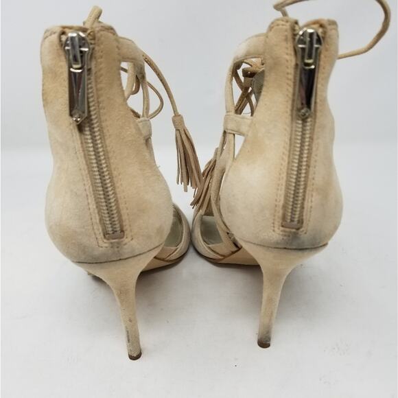 Sam Edelman Beige Tan Strappy Stilettos Heels  Azela Leather Heels Size 8 - Picture 7 of 14